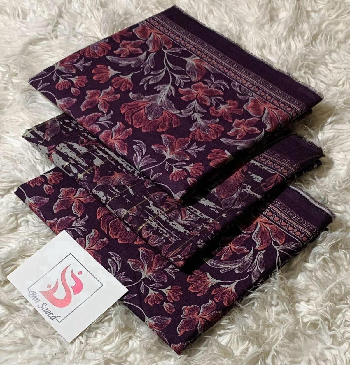 BIN SAEED LAWN COLLECTION 100% ORIGINAL