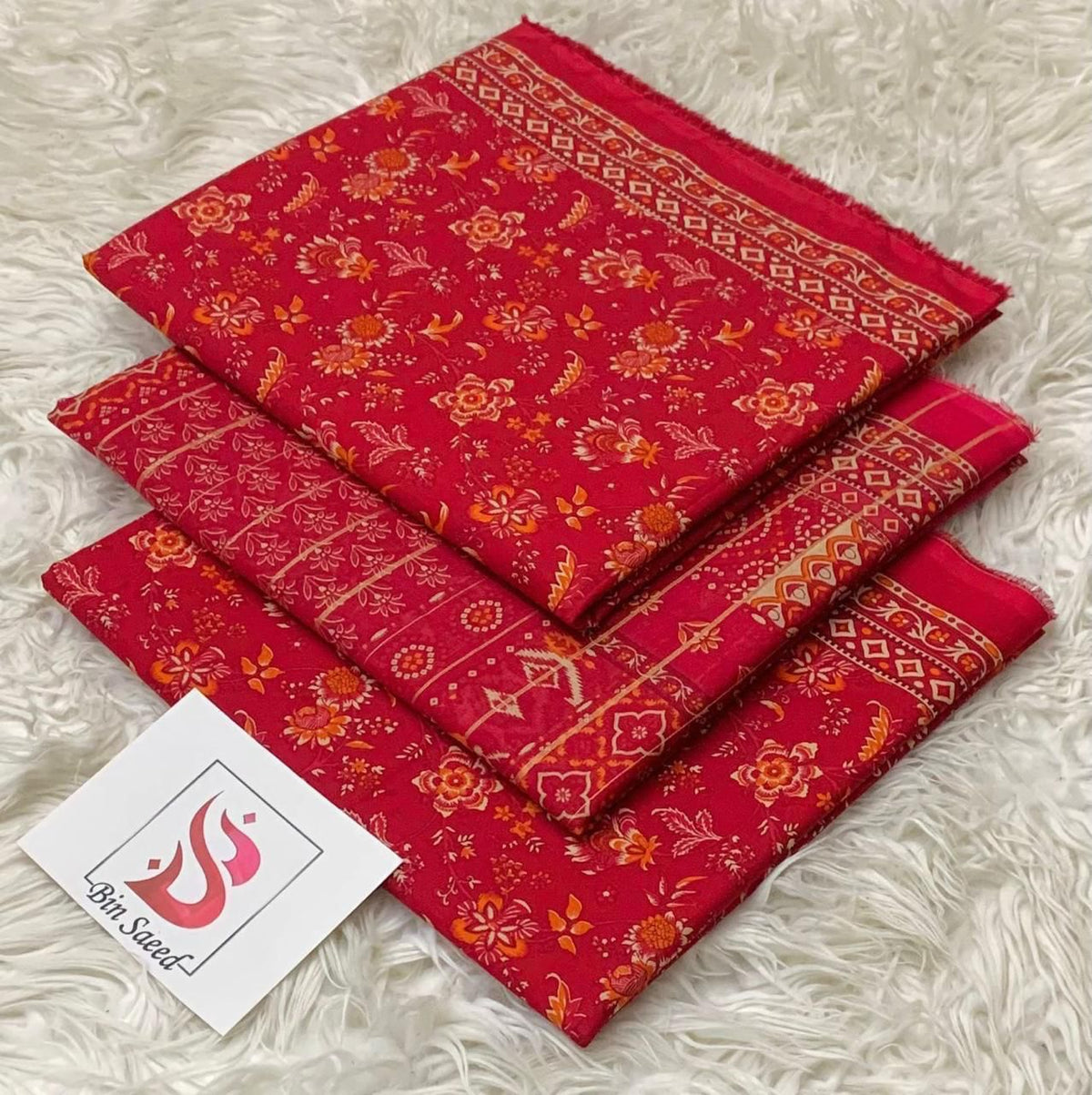BIN SAEED LAWN COLLECTION 100% ORIGINAL