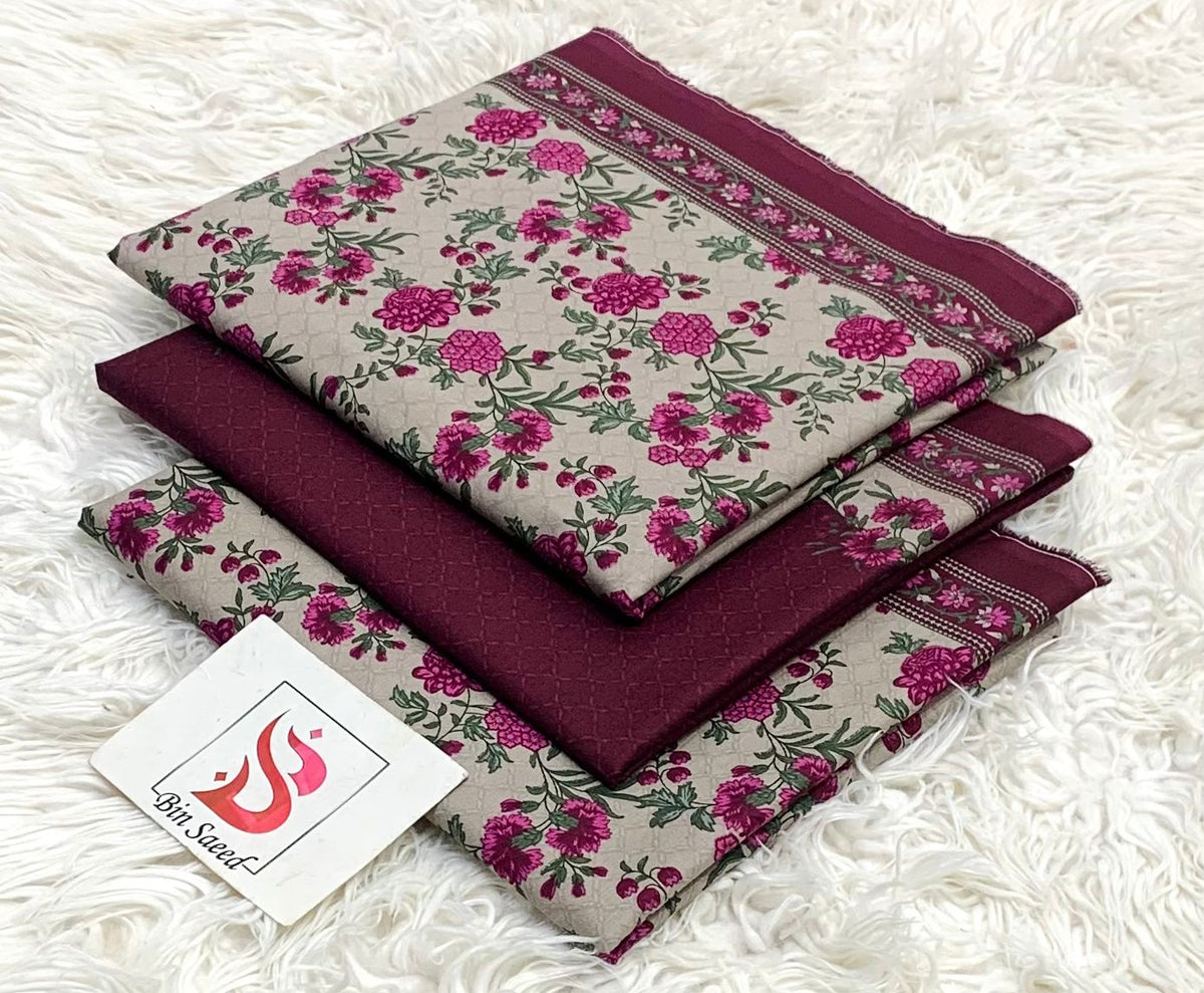 BIN SAEED LAWN COLLECTION 100% ORIGINAL
