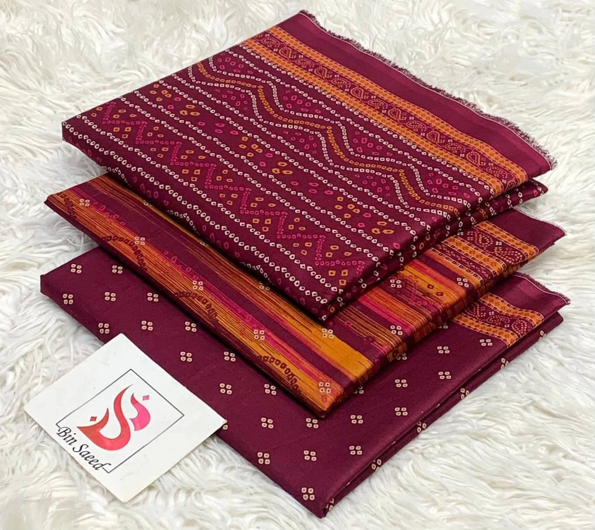BIN SAEED LAWN COLLECTION 100% ORIGINAL