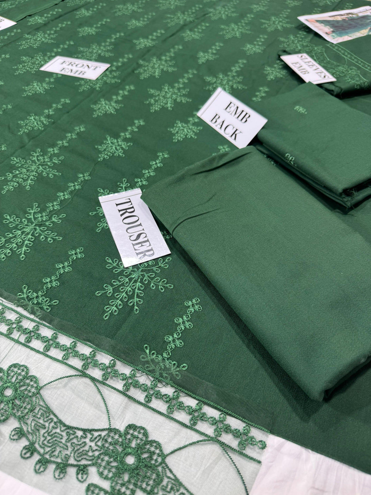 MARIA.B-3PC DHANAK EMBROIDERED SHIRT WITH DHANAK EMBROIDERED SHAWL AND TROUSER