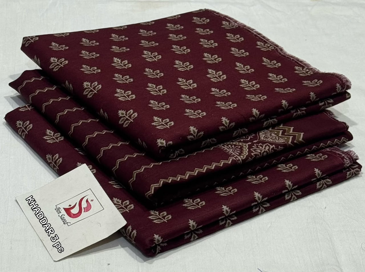 BIN SAEED-3PC KHADDAR PRINTED SHIRT WITH KHADDAR PRINTED DUPATTA AND PRINT TROUSER
