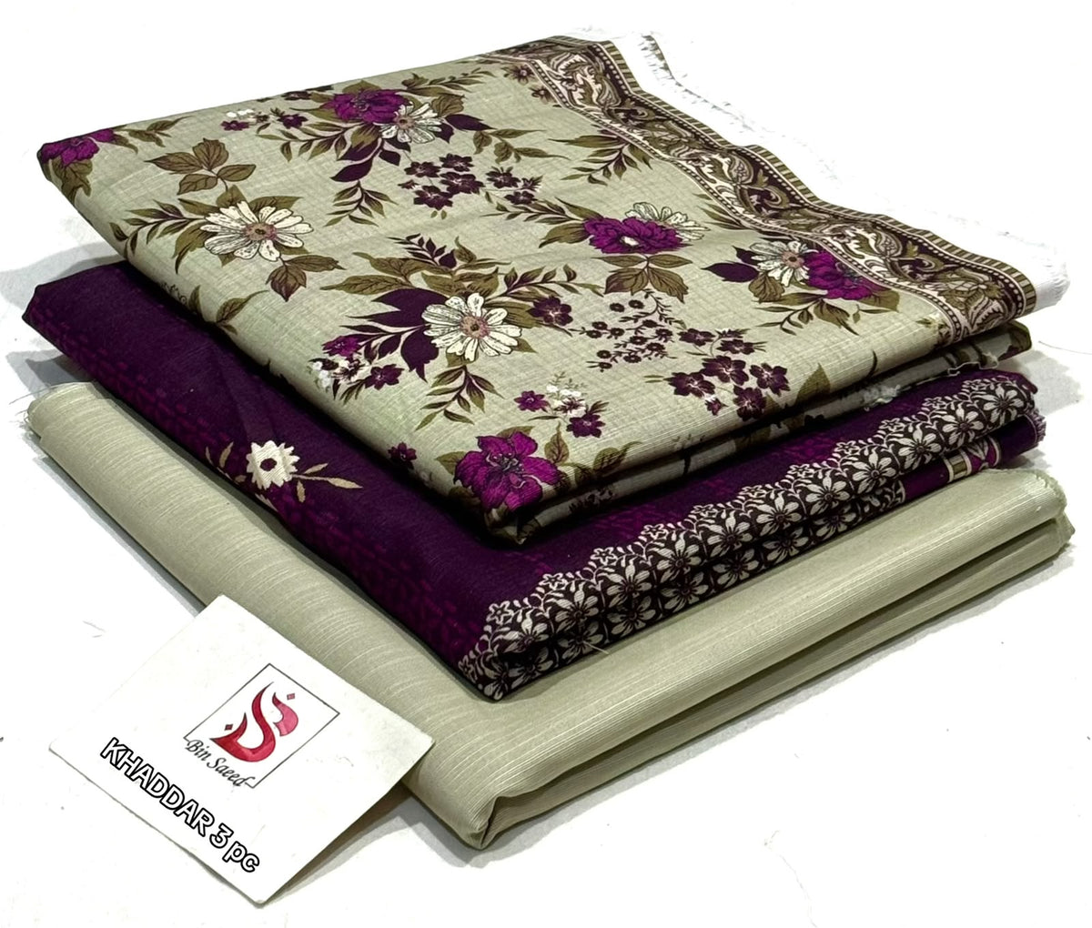 BIN SAEED-3PC KHADDAR PRINTED SHIRT WITH KHADDAR PRINTED DUPATTA AND PRINT TROUSER
