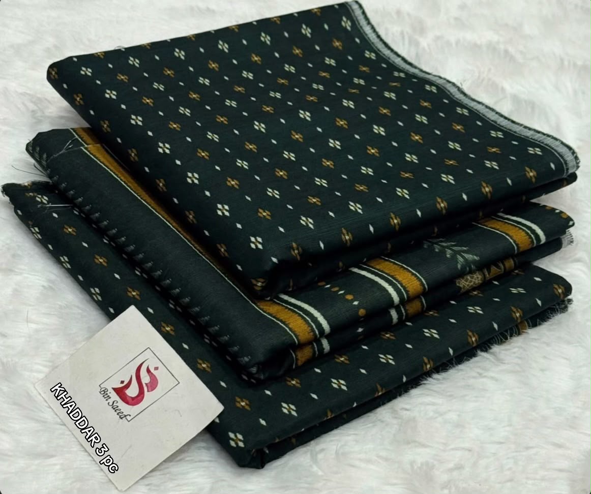 BIN SAEED-3PC KHADDAR PRINTED SHIRT WITH KHADDAR PRINTED DUPATTA AND PRINT TROUSER