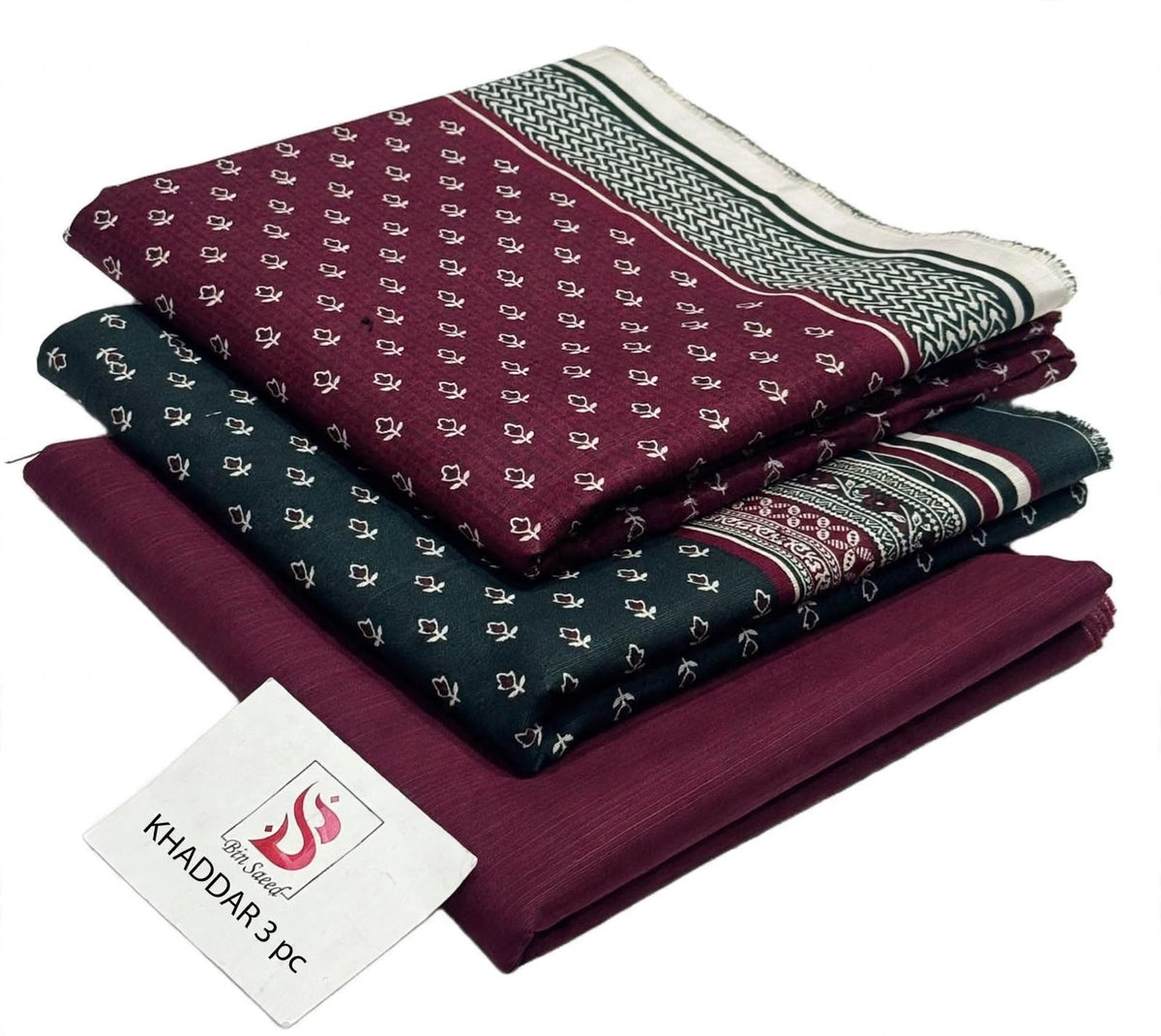 BIN SAEED-3PC KHADDAR PRINTED SHIRT WITH KHADDAR PRINTED DUPATTA AND PRINT TROUSER