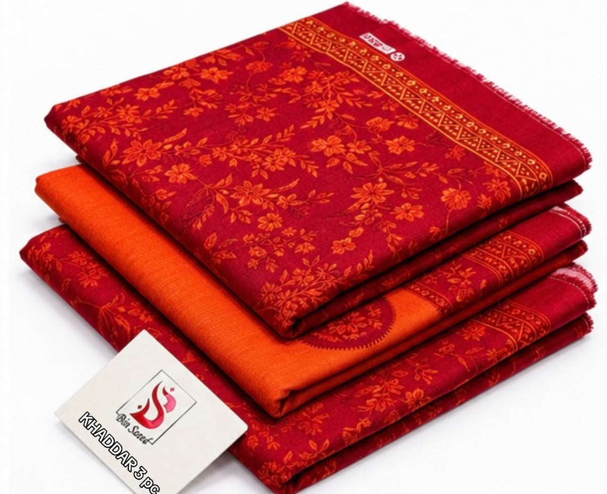 BIN SAEED-3PC KHADDAR PRINTED SHIRT WITH KHADDAR PRINTED DUPATTA AND PRINT TROUSER