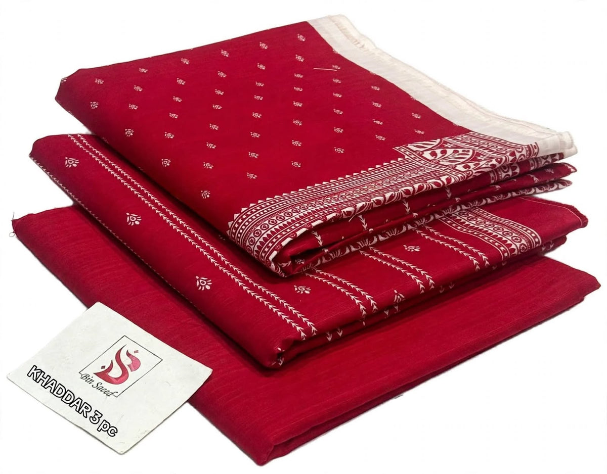 BIN SAEED-3PC KHADDAR PRINTED SHIRT WITH KHADDAR PRINTED DUPATTA AND PRINT TROUSER