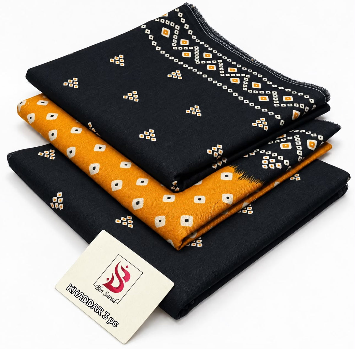 BIN SAEED-3PC KHADDAR PRINTED SHIRT WITH KHADDAR PRINTED DUPATTA AND PRINT TROUSER
