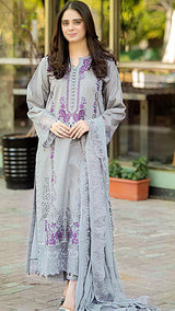 Libaas Premium Embroidered Lawn 3PC Suit | FF-9544
