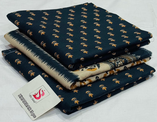 BIN SAEED-3PC KHADDAR PRINTED SHIRT WITH KHADDAR PRINTED DUPATTA AND PRINT TROUSER