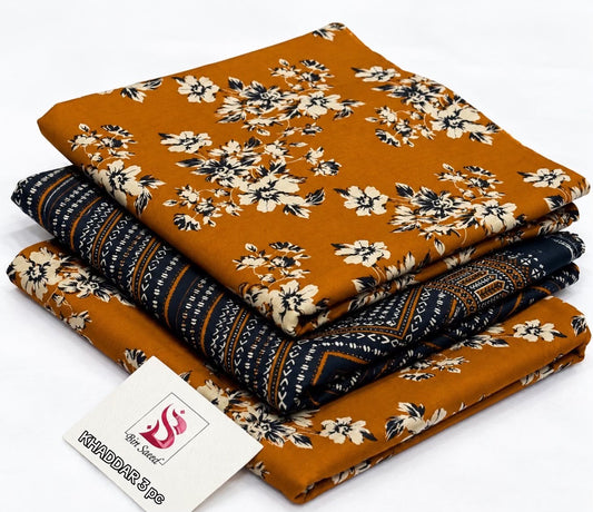 BIN SAEED-3PC KHADDAR PRINTED SHIRT WITH KHADDAR PRINTED DUPATTA AND PRINT TROUSER