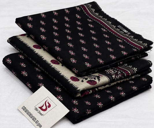 BIN SAEED-3PC KHADDAR PRINTED SHIRT WITH KHADDAR PRINTED DUPATTA AND PRINT TROUSER