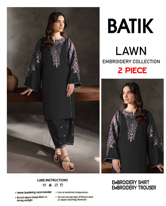 BATIK-2PC LAWN EMBROIDERED SHIRT WITH LAWN EMBROIDERED SLEEVES-