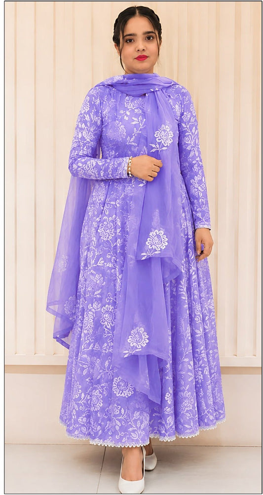 BAREEZE-3PC DHANAK EMBROIDERED SHIRT WITH DHANAK EMBROIDERED SHAWL AND TROUSER
