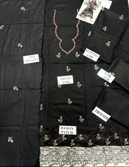 ANEELAS-3PC DHANAK EMBROIDERED SHIRT WITH DHANAK EMBROIDERED SHAWL AND TROUSER