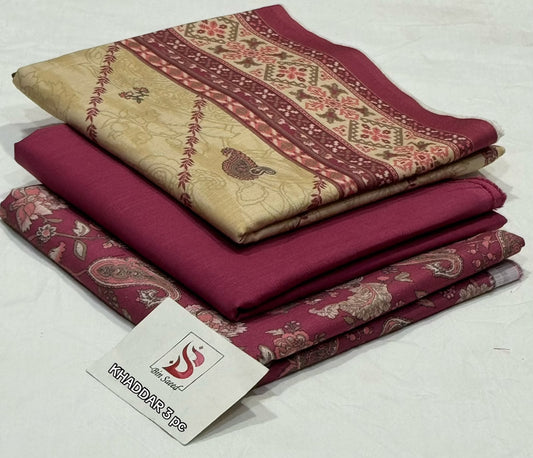 BIN SAEED-3PC KHADDAR PRINTED SHIRT WITH KHADDAR PRINTED DUPATTA AND PRINT TROUSER
