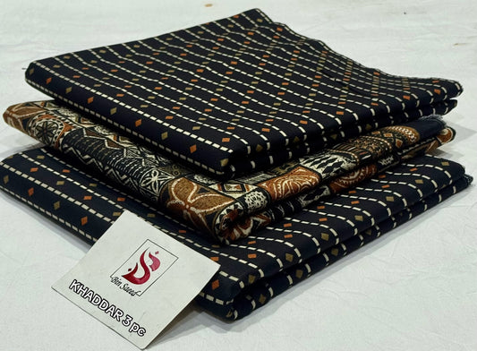 BIN SAEED-3PC KHADDAR PRINTED SHIRT WITH KHADDAR PRINTED DUPATTA AND PRINT TROUSER