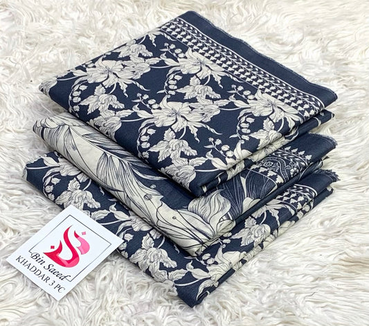 BIN SAEED-3PC KHADDAR PRINTED SHIRT WITH KHADDAR PRINTED DUPATTA AND PRINT TROUSER