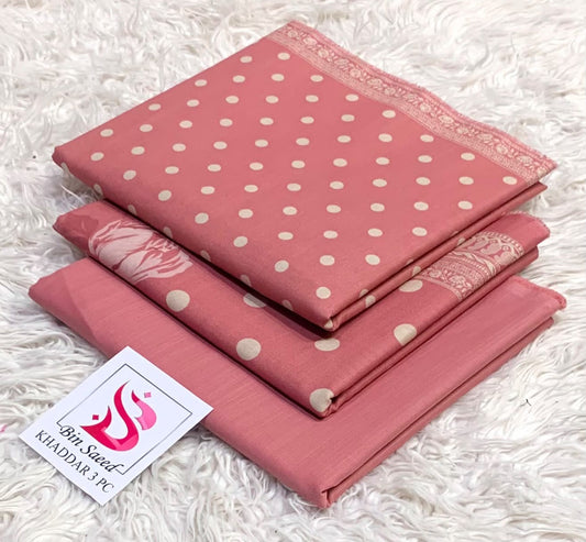 BIN SAEED-3PC KHADDAR PRINTED SHIRT WITH KHADDAR PRINTED DUPATTA AND PRINT TROUSER