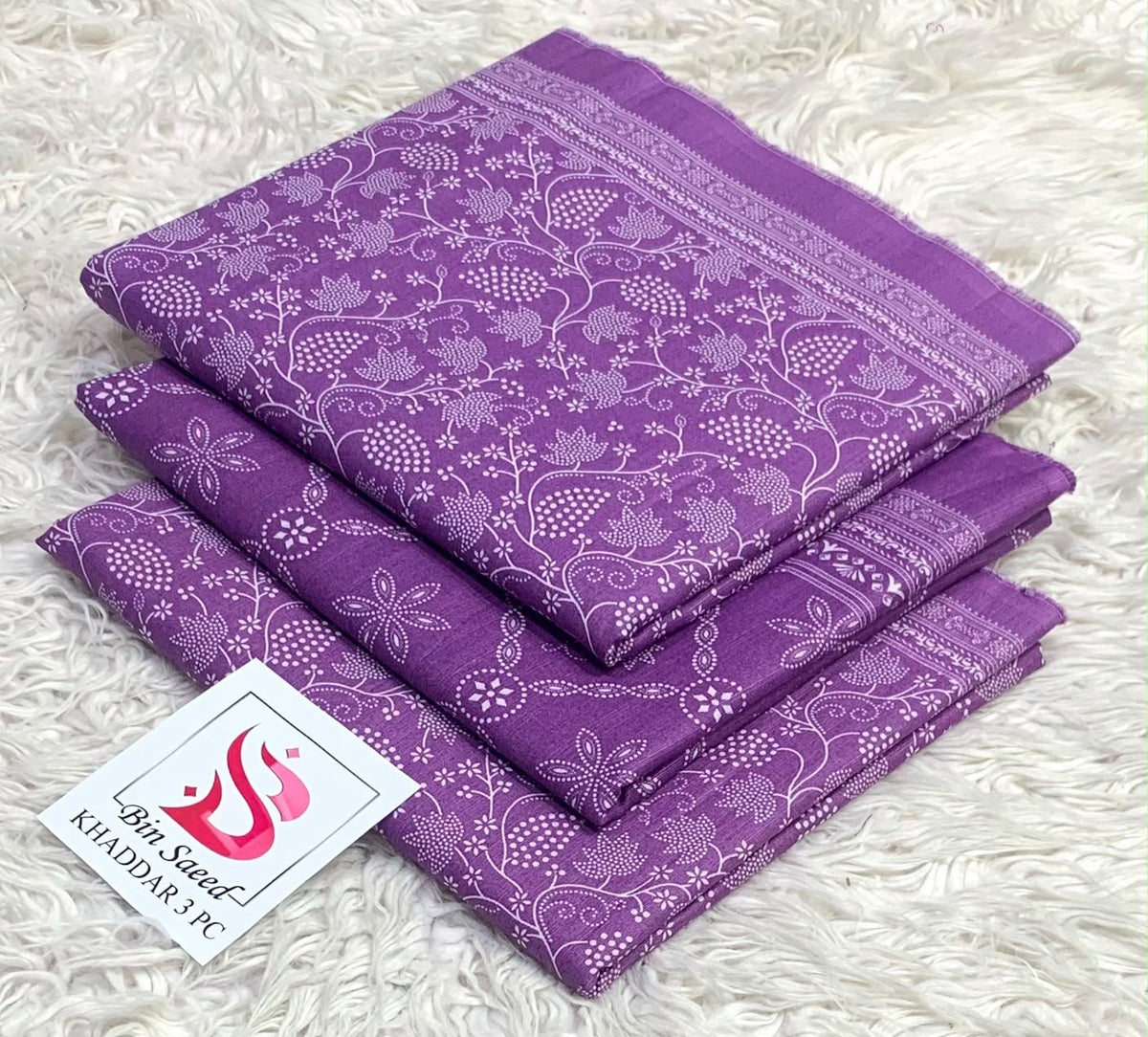 BIN SAEED-3PC KHADDAR PRINTED SHIRT WITH KHADDAR PRINTED DUPATTA AND PRINT TROUSER