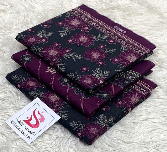 BIN SAEED-3PC KHADDAR PRINTED SHIRT WITH KHADDAR PRINTED DUPATTA AND PRINT TROUSER