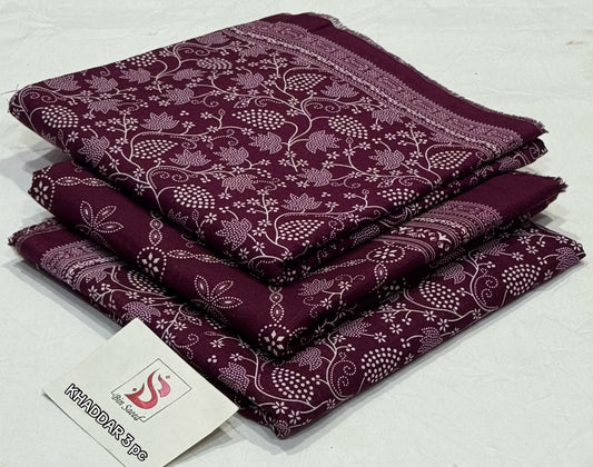 BIN SAEED-3PC KHADDAR PRINTED SHIRT WITH KHADDAR PRINTED DUPATTA AND PRINT TROUSER