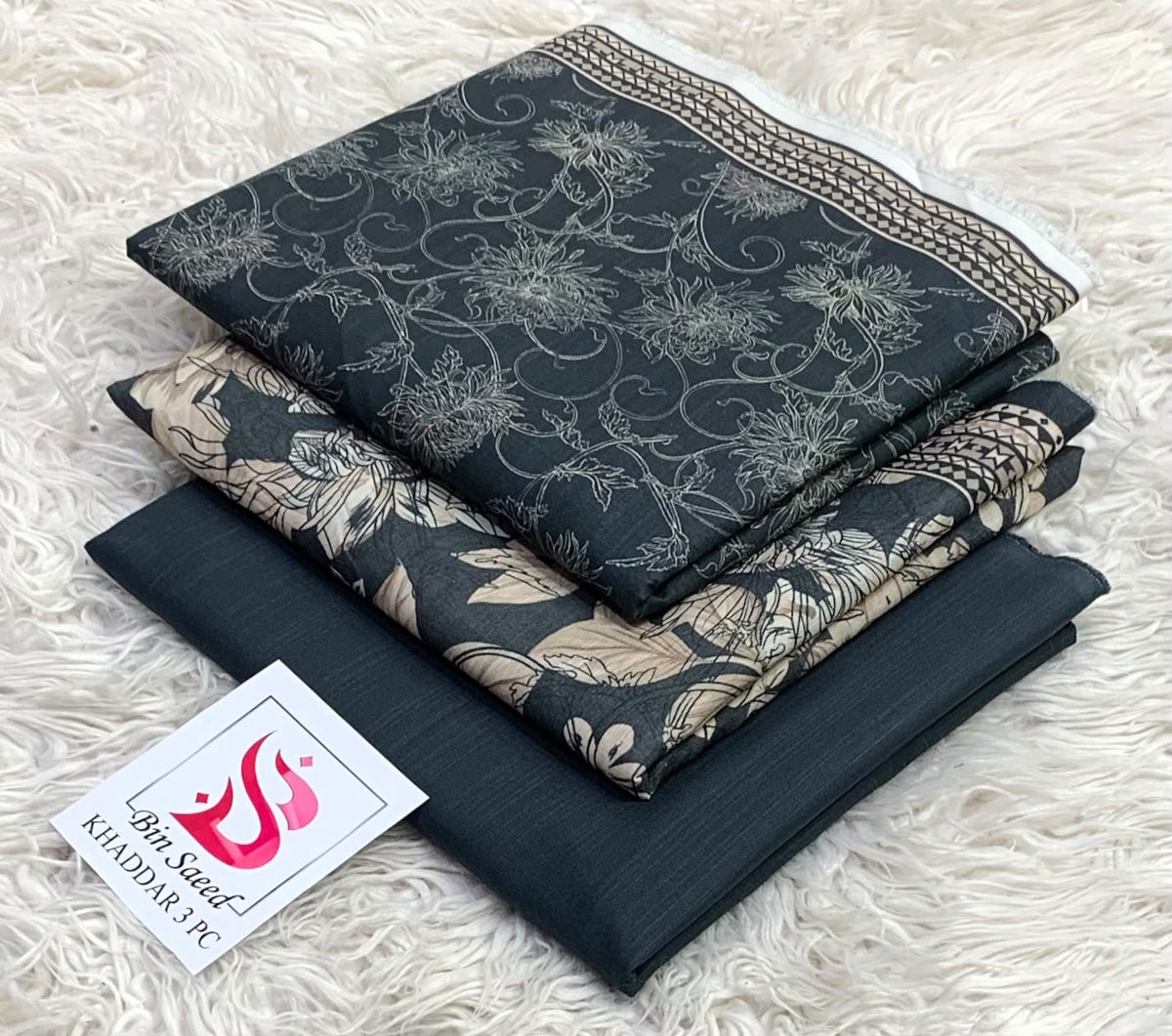 BIN SAEED-3PC KHADDAR PRINTED SHIRT WITH KHADDAR PRINTED DUPATTA AND PRINT TROUSER