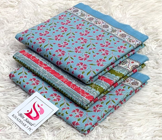 BIN SAEED-3PC KHADDAR PRINTED SHIRT WITH KHADDAR PRINTED DUPATTA AND PRINT TROUSER
