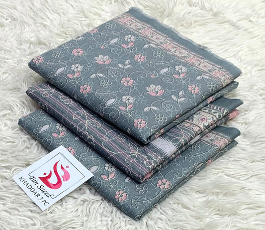 BIN SAEED-3PC KHADDAR PRINTED SHIRT WITH KHADDAR PRINTED DUPATTA AND PRINT TROUSER