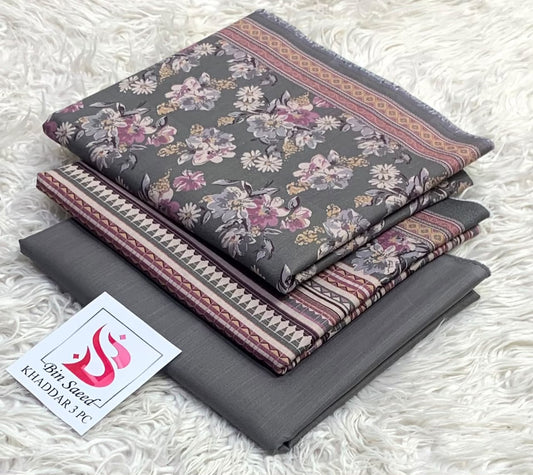 BIN SAEED-3PC KHADDAR PRINTED SHIRT WITH KHADDAR PRINTED DUPATTA AND PRINT TROUSER