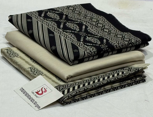 BIN SAEED-3PC KHADDAR PRINTED SHIRT WITH KHADDAR PRINTED DUPATTA AND PRINT TROUSER