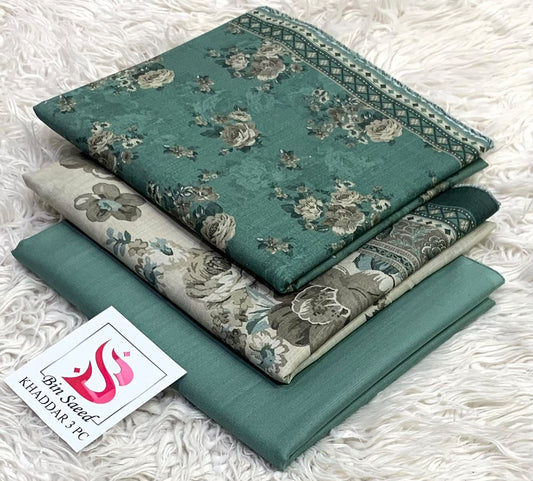 BIN SAEED-3PC KHADDAR PRINTED SHIRT WITH KHADDAR PRINTED DUPATTA AND PRINT TROUSER