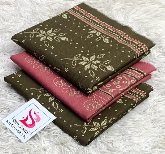 BIN SAEED-3PC KHADDAR PRINTED SHIRT WITH KHADDAR PRINTED DUPATTA AND PRINT TROUSER