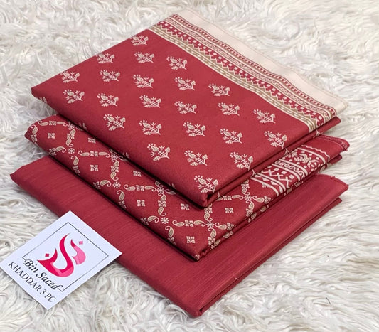 BIN SAEED-3PC KHADDAR PRINTED SHIRT WITH KHADDAR PRINTED DUPATTA AND PRINT TROUSER