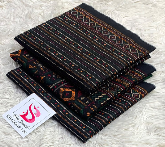 BIN SAEED-3PC KHADDAR PRINTED SHIRT WITH KHADDAR PRINTED DUPATTA AND PRINT TROUSER