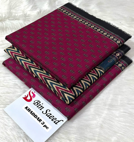 BIN SAEED-3PC KHADDAR PRINTED SHIRT WITH KHADDAR PRINTED DUPATTA AND PRINT TROUSER