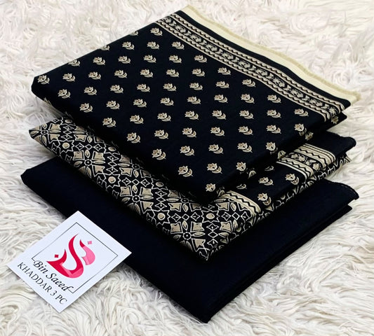 BIN SAEED-3PC KHADDAR PRINTED SHIRT WITH KHADDAR PRINTED DUPATTA AND PRINT TROUSER