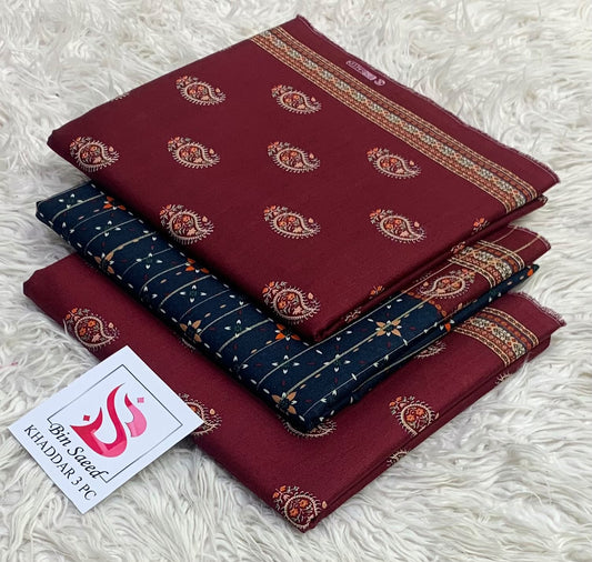 BIN SAEED-3PC KHADDAR PRINTED SHIRT WITH KHADDAR PRINTED DUPATTA AND PRINT TROUSER