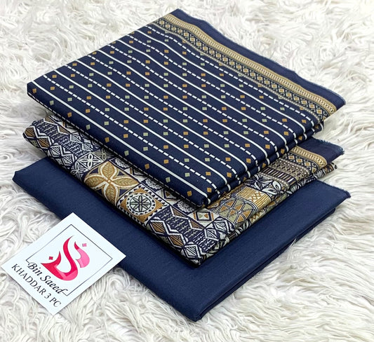 BIN SAEED-3PC KHADDAR PRINTED SHIRT WITH KHADDAR PRINTED DUPATTA AND PRINT TROUSER