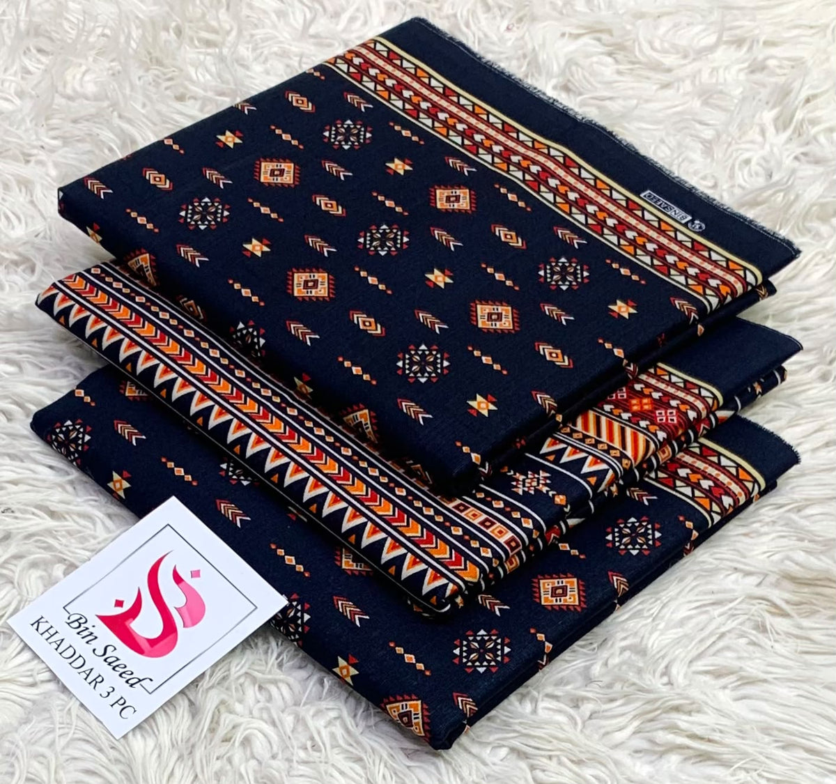 BIN SAEED-3PC KHADDAR PRINTED SHIRT WITH KHADDAR PRINTED DUPATTA AND PRINT TROUSER