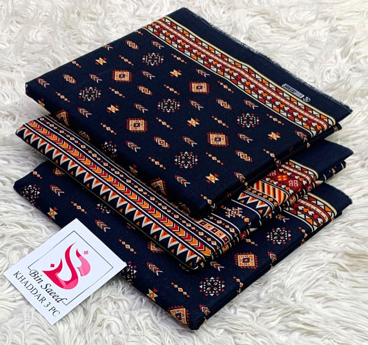 BIN SAEED-3PC KHADDAR PRINTED SHIRT WITH KHADDAR PRINTED DUPATTA AND PRINT TROUSER