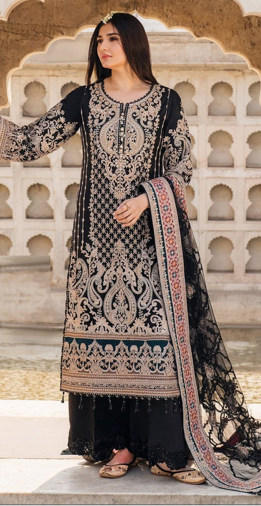 IMROZIA-3PC DHANAK EMBROIDERED SHIRT WITH DHANAK EMBROIDERED SHAWL AND TROUSER