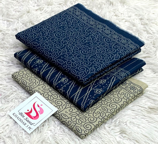 BIN SAEED-3PC KHADDAR PRINTED SHIRT WITH KHADDAR PRINTED DUPATTA AND PRINT TROUSER