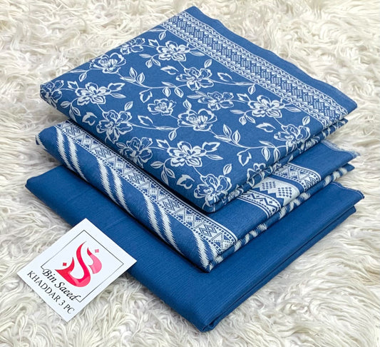 BIN SAEED-3PC KHADDAR PRINTED SHIRT WITH KHADDAR PRINTED DUPATTA AND PRINT TROUSER