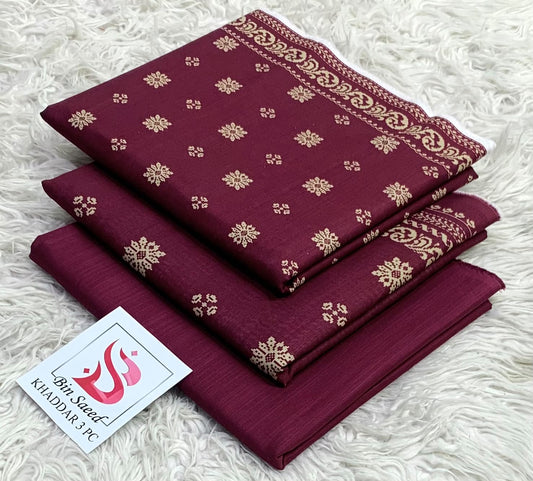 BIN SAEED-3PC KHADDAR PRINTED SHIRT WITH KHADDAR PRINTED DUPATTA AND PRINT TROUSER
