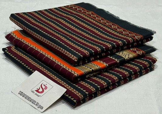 BIN SAEED-3PC KHADDAR PRINTED SHIRT WITH KHADDAR PRINTED DUPATTA AND PRINT TROUSER
