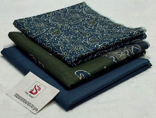 BIN SAEED-3PC KHADDAR PRINTED SHIRT WITH KHADDAR PRINTED DUPATTA AND PRINT TROUSER