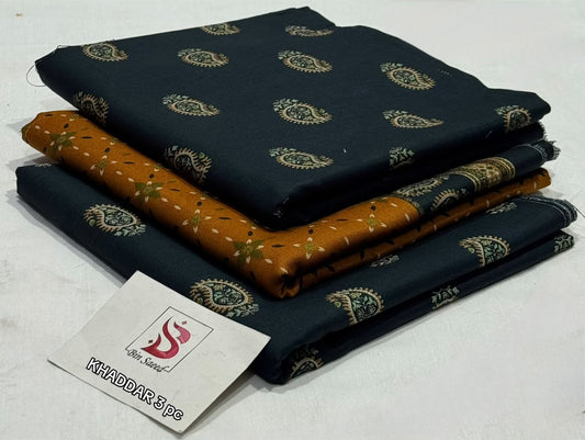 BIN SAEED-3PC KHADDAR PRINTED SHIRT WITH KHADDAR PRINTED DUPATTA AND PRINT TROUSER