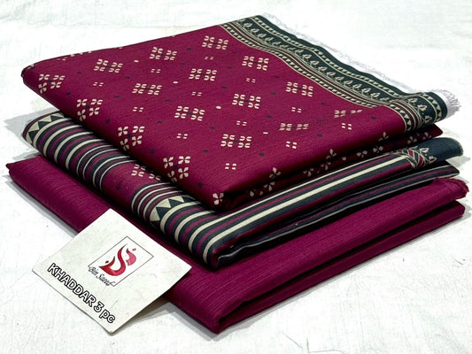 BIN SAEED-3PC KHADDAR PRINTED SHIRT WITH KHADDAR PRINTED DUPATTA AND PRINT TROUSER