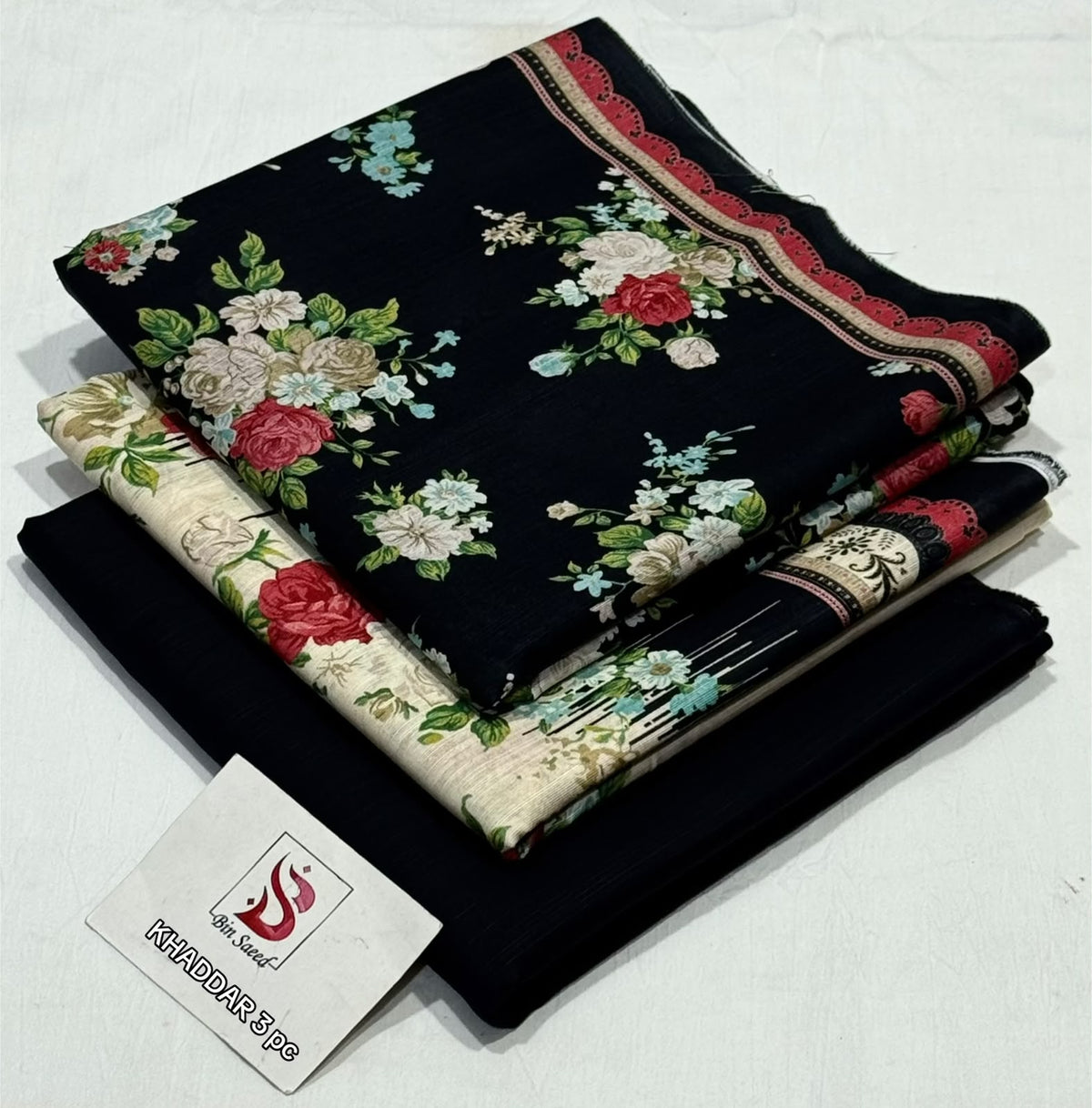 BIN SAEED-3PC KHADDAR PRINTED SHIRT WITH KHADDAR PRINTED DUPATTA AND PRINT TROUSER